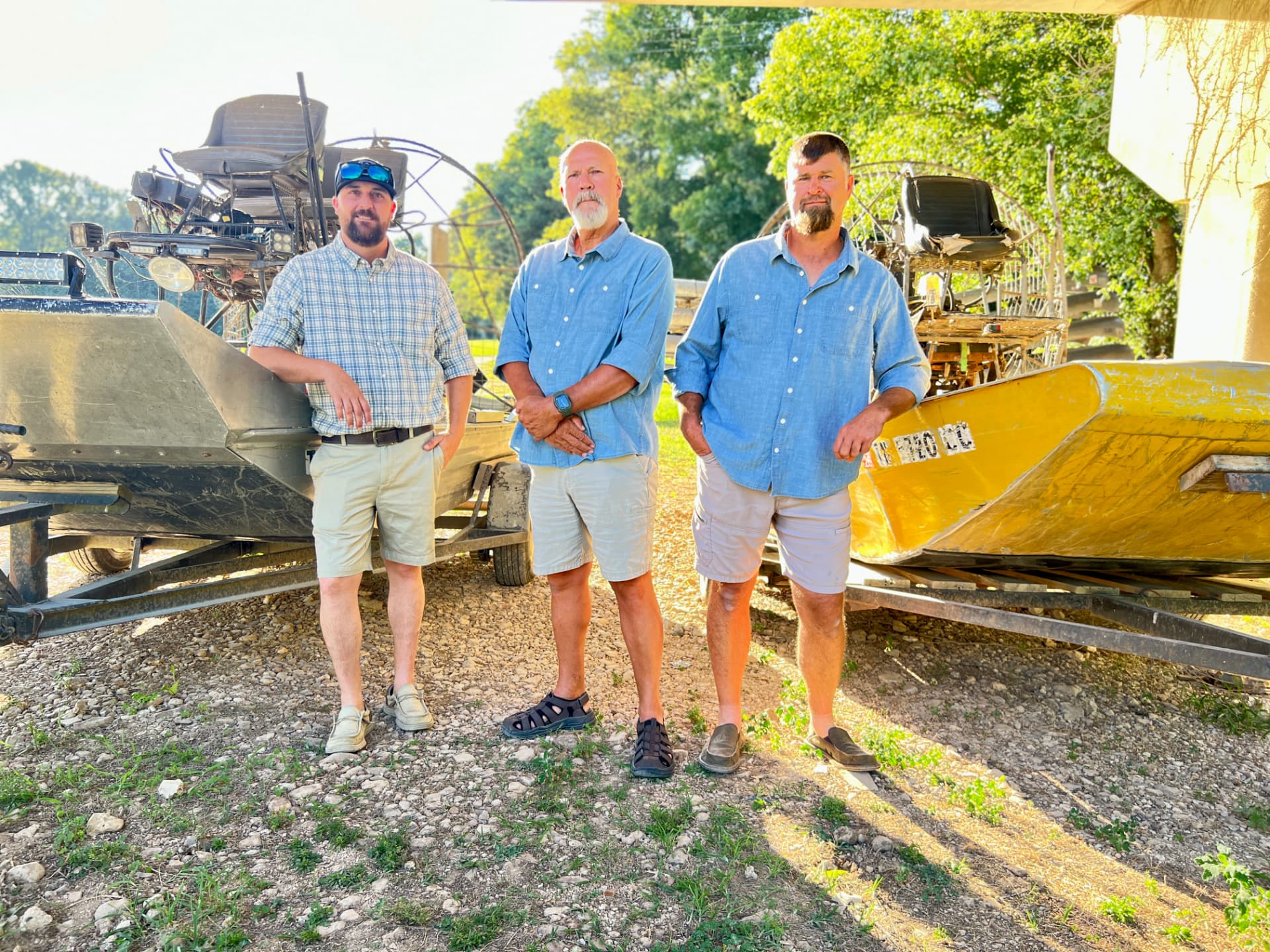 The Crazy Horse crew standing in front of their emergency airboats