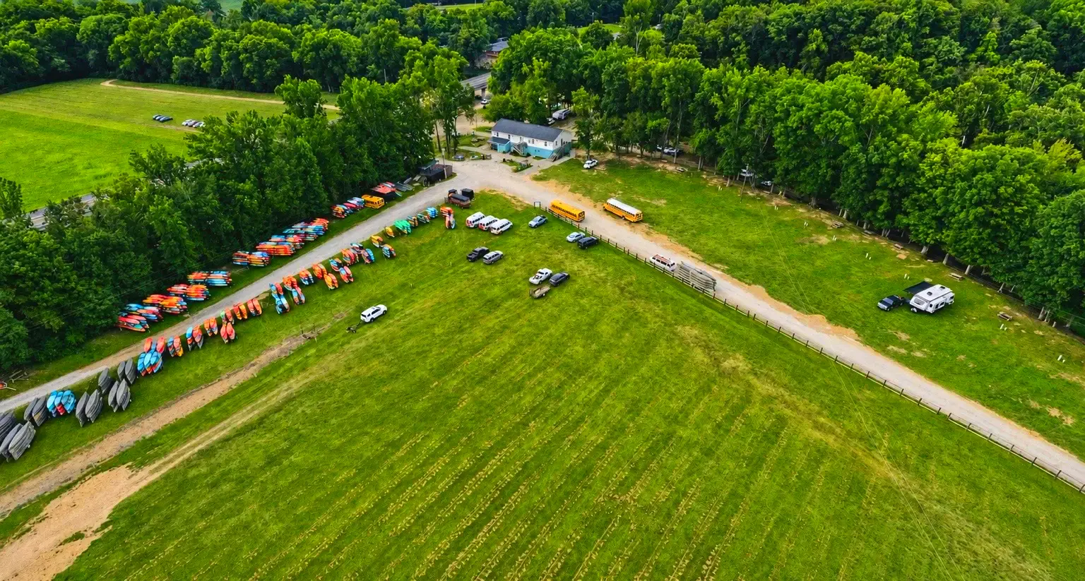 Aerial view of the Crazy Horse park and boat fleet