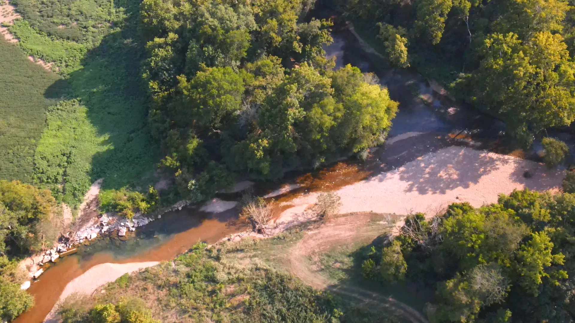 Aerial view of a bend in the Buffalo River