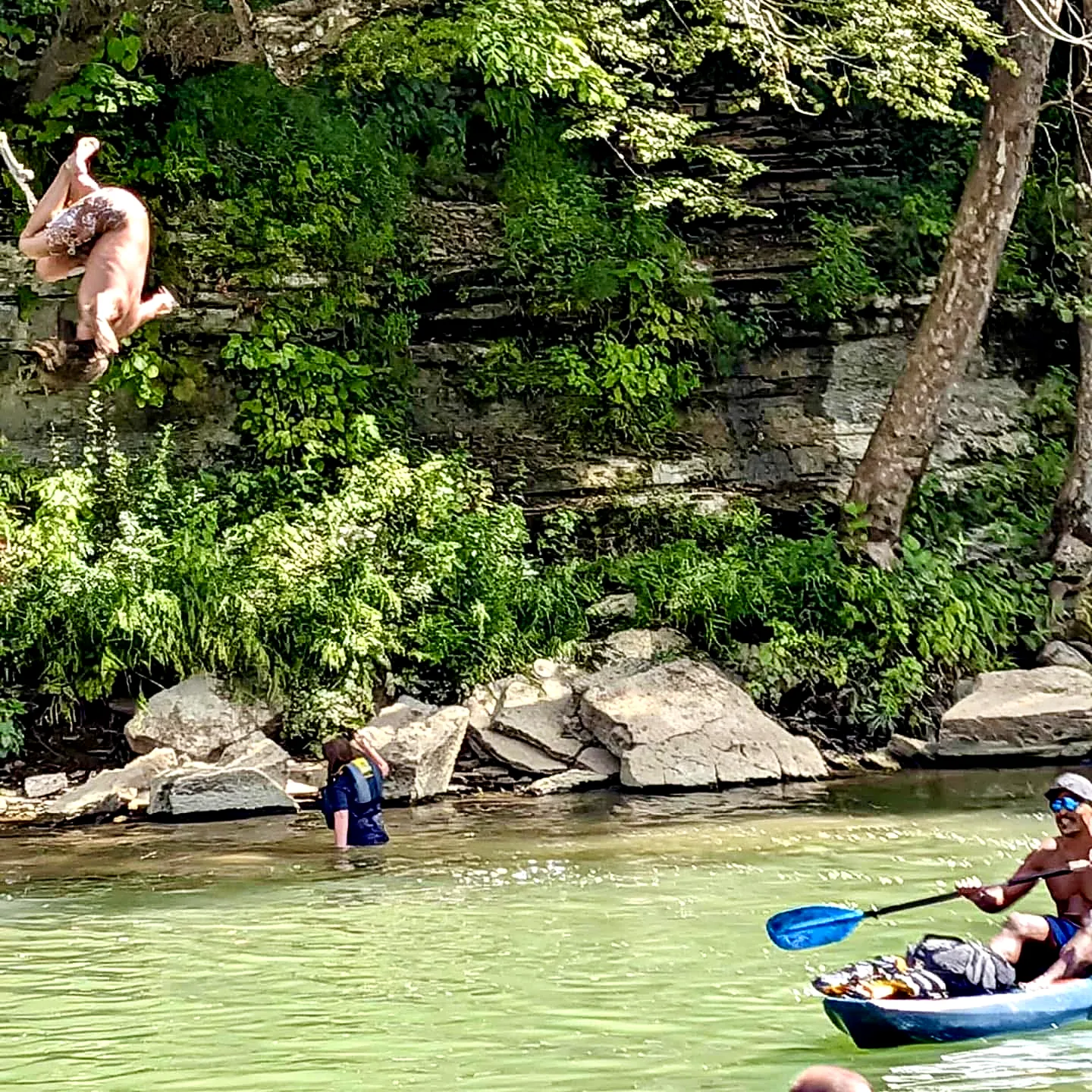 Backflip off a rope into the Buffalo River