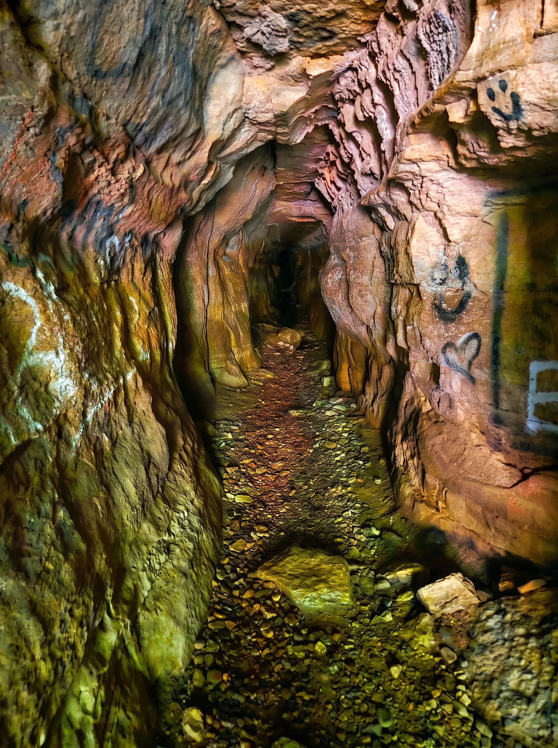 Natural rock corridor inside a Buffalo River bluff cave