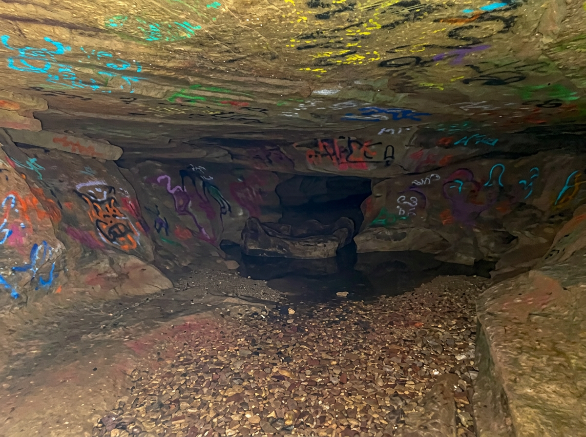 Wide chamber inside a Buffalo River bluff cave