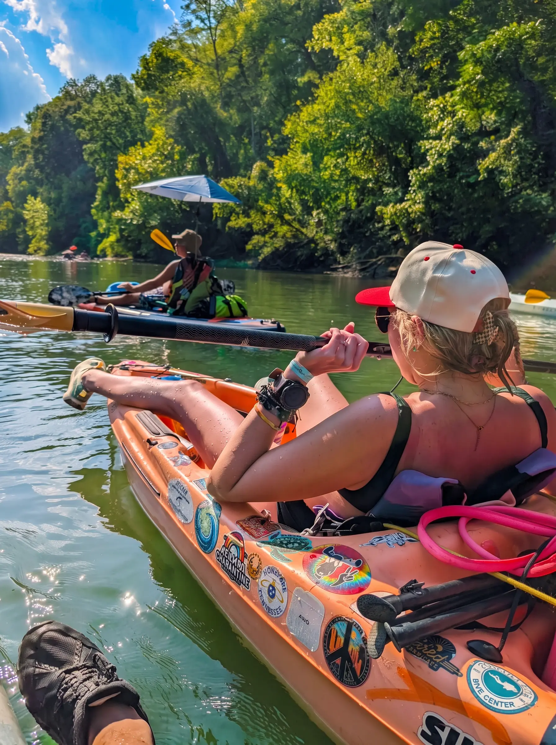 Paddling the Buffalo River on a sunny day